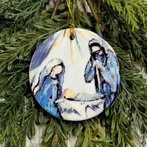 Nativity Ornament, Mary, Joseph, Jesus, Tree trimming, Holiday gift, Religious ornament, Meaningful Christmas gift