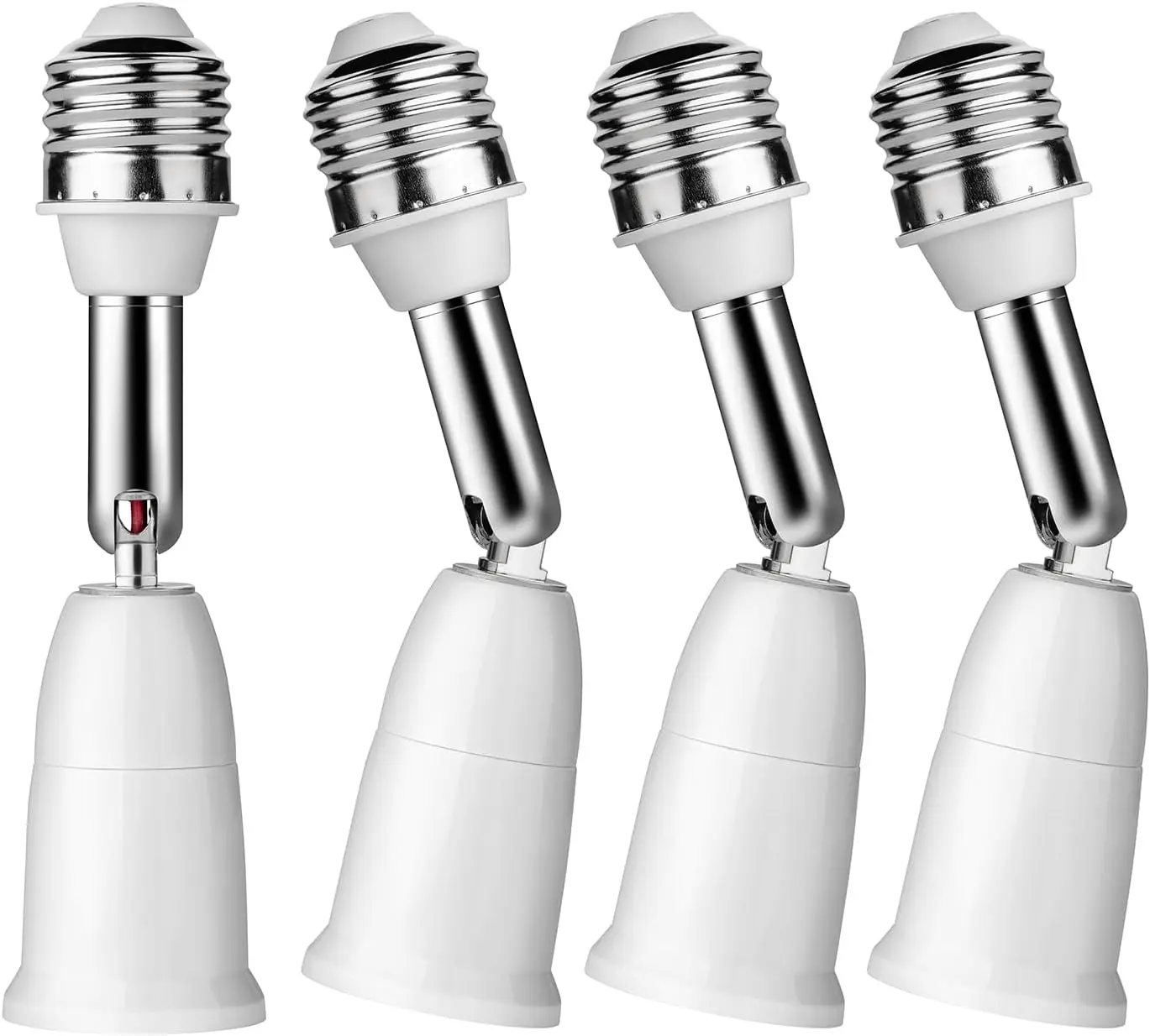 E26/E27 Light Bulb Socket Extender Adapter,180  Bendable Light Fixture, E26/E27 to E26/E27 Medium Base Adjustable Socket Converter Extension(4 PCS)