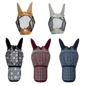 BARN & STABLE Fine Mesh Horse Fly Mask with Ears Lightweight UV Protection Fly Mask for Horses Large 3D Eye Space with Soft Fleece Trim Adjustable Straps