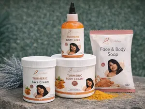 Turmeric Body Cream Face & Soap Pack of 4 Includes Turmeric Body Juice Face Cream and Face Body Soap for Comprehensive Skincare