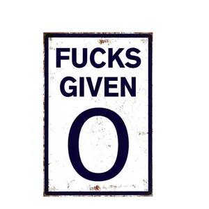 0 Fucks Given Vintage Metal Tin Sign – Funny Speed Limit Sign for Man Cave, Garage, Bar, Bedroom, or Home Decor – 12" x 8" Retro Wall Art