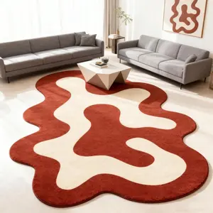 Irregular Abstract Rug, Artistic Design Luxury Living Room Sofa Coffee Table Mat, Soft Comfortable Plush Foot Pad, Abstract Area Rugs