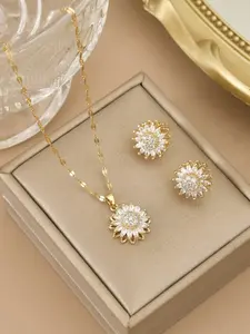 Elegant Sun Pendant Necklace for Women, Simple Luxurious Flower Clavicle Chain, Fashion Accessory for All Occasions, Rotatable Design