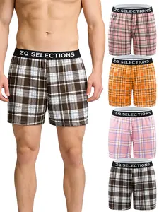 4 Pack Men's Boxer Shorts Plaid Underwear Set, Breathable Soft Loose Fit, Checkered Trunks, Comfy Loungewear, Tiktok Trends Gift