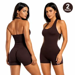 1/2 Pack Coral Canton Halter Top & Impact Short Set