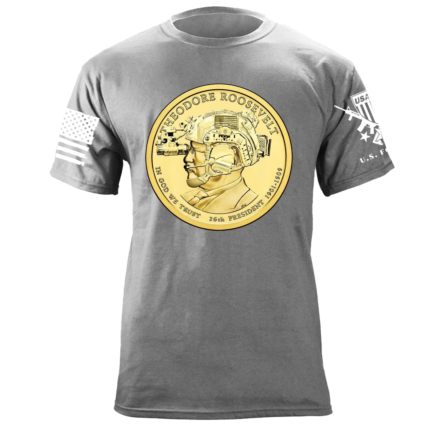 Men's Teddy Roosevelt Graphic T-Shirt - Original Design Menswear Streetwear, Regular Fit Short-Sleeve Round Neck Poly/Cotton/Rayon Tri-Blend Comfortable Top, Unisex Sizes Up to 3XL, Clothes