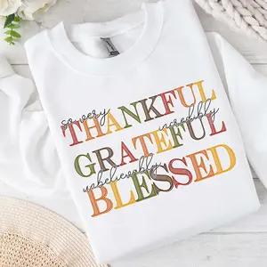 Thankful Grateful Blessed Sweatshirt, Cozy Fall Crewneck, Autumn Thanksgiving Sweater, Grateful Heart Gift for Women, Faith & Family Season Sweatshirt