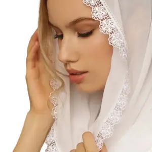 Woman Sheer Veil with Floral Pattern Summer Cool Lightweight Veil for Mother