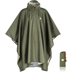 Hooded Rain Poncho for Adults Waterproof Lightweight Rain Coat for Men Women Reusable Jacket for Emergency Outdoor