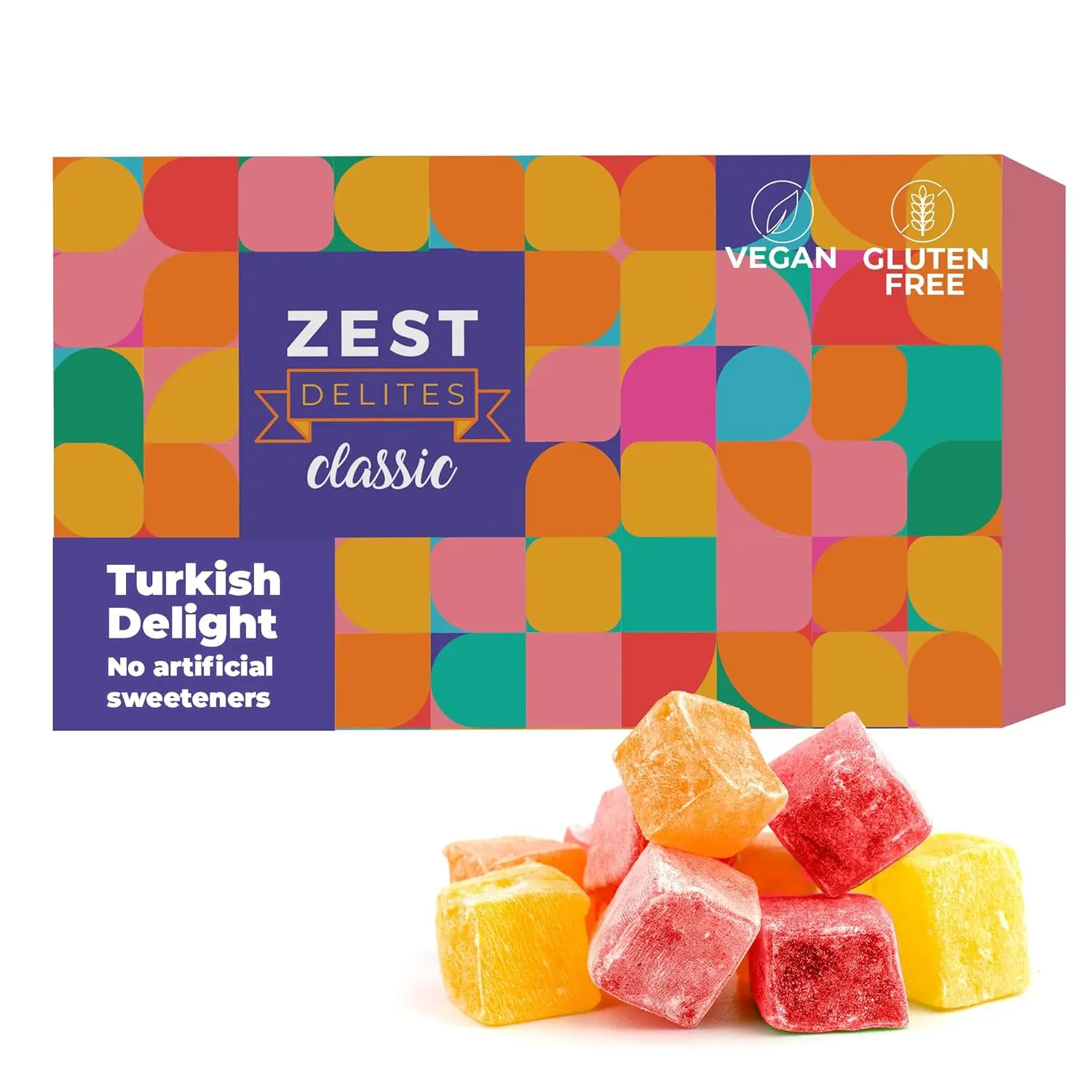 Turkish Delights Candy by Zest Delites, Assorted Flavored Turkish Delight, Turkish Candy, 8.8 Oz Lokum, Turkish Delight Gift Box, Food Gifts, Vegan Snacks Box, Gluten-Free Turkish Sweets