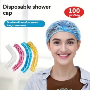 100pcs Disposable Bath Caps, Large Thick Waterproof Dustproof Oil-Proof, Women's Shower Hair Dye Head Cover, Hotel Kitchen Multi-Use, Shower Essentials