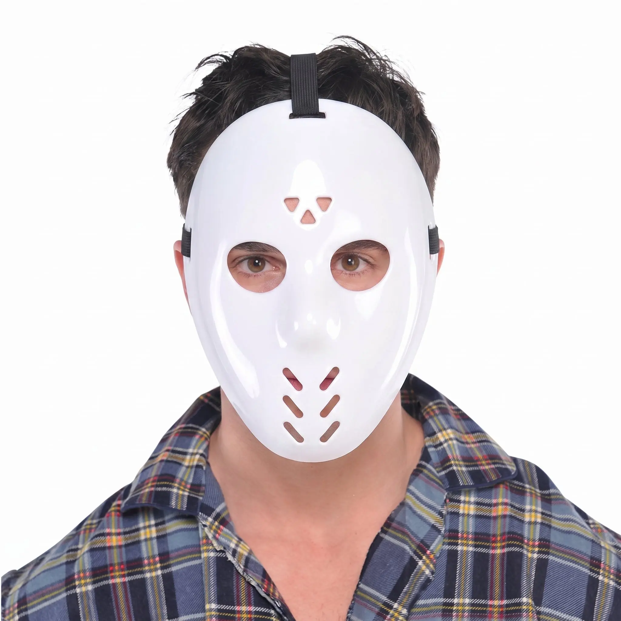 Hockey Horror Mask - White Plastic Costume Accessory