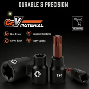 31-Piece Torx Driver Socket & Internal-Thread External Socket Set | 14 Star Drivers (T8-T70) & 12 Internal-Thread E-Torx Sockets (E4-E24) | 4 Impact Socket Adapter Set