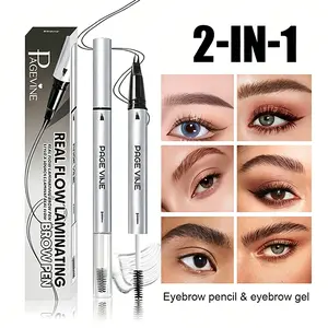 2-in-1 Microblading Pen & Brow Lamination Gel – Natural-Filling Eyebrow Pen with Fast-Drying Clear Gel for Long-Lasting Shaping, Waterproof & Sweatproof for All-Day Wear, Easy for Beginners, Makeup, Beginner Friendly