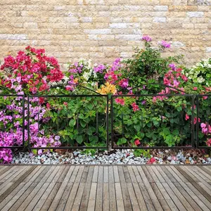 Set of 4, Scrollwork Matte Black Metal Wire Linking Trellis Fence, Support Stakes for Climbing Plants and Crawling Vines