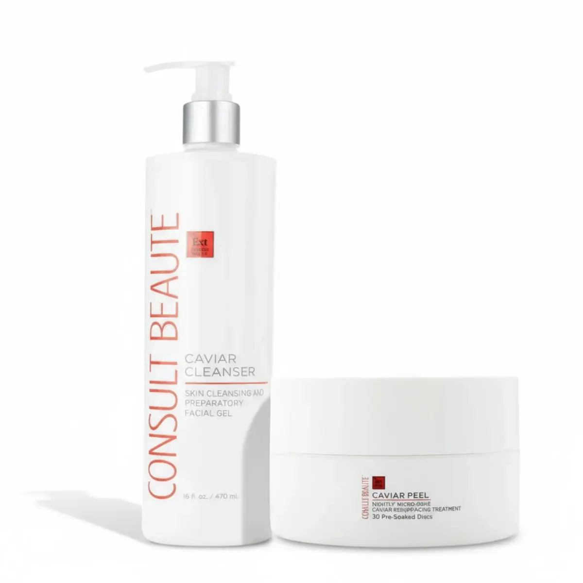 Caviar Cleanser & Peel Duo – Gentle Makeup Removal & Nightly Micro-Dose Caviar Resurfacing Treatment, 30 Pre-Soaked Discs Skin Repair Set Ultimate Glow Kit