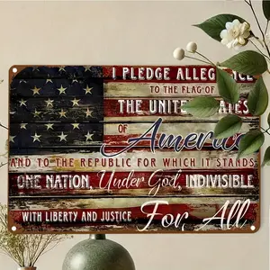 Vintage Metal Sign, American Flag Pattern Wall Decor, Wall Art for Home Living Room Bedroom Office, Home Decor, Room Decor