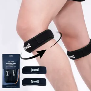 GOUNOD Silicone Patella Support Strap, 3D Ventilated Shock Absorb Knee Band, Adjustable Non Slip Compression Brace for Running, Basketball, Cycling, Badminton & Mountaineering