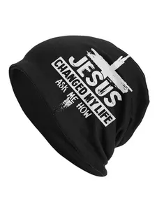 Men's Jesus Christ Beanie Hat - Iconic Cross & of Thorns Skull, Religious Novelty Winter Warm Bonnet for Church Events, Study & Faith-Based Outfits (Durable Comfortable Jesus-Themed Apparel Accessory)