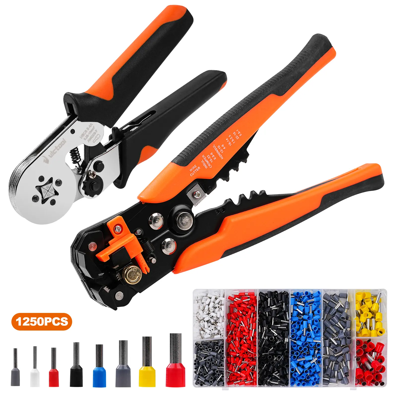 Cable Crimping Pliers + Multifunctional Wire Stripper Cutter + 1250pcs Terminal Combination Kit