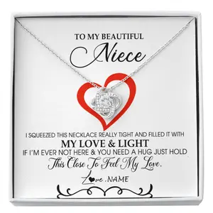 Personalized To My Beautiful Niece Necklace From Aunt Uncle Filled With My Love and Light Niece Pendant Jewelry Birthday Christmas Customized Message Card, Necklace Gift Box Included, Perfect for Birthday Anniversary Valentine Graduation Gift Idea