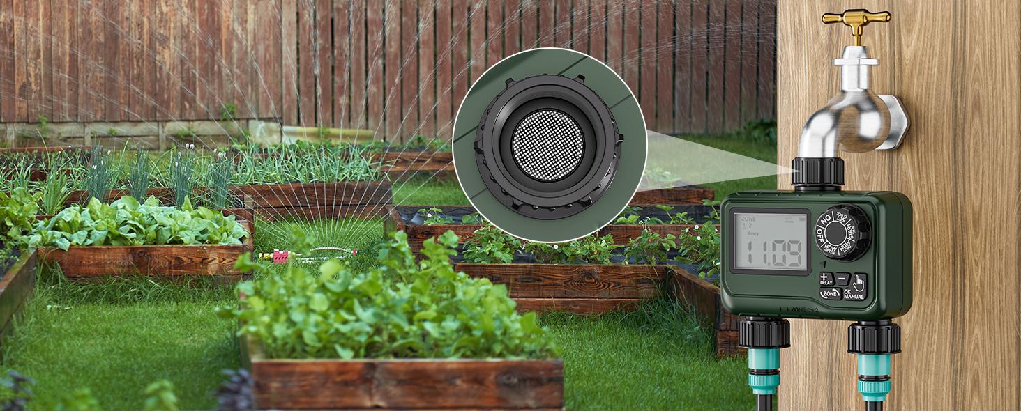 BN-LINK Sprinkler Timer Outdoor - 2 Zone Programmable Water Timer with Rain Delay, Automatic Irrigation System for Lawns & Garden Hoses - Waterproof Manual Controller with Large LCD Display BN-LINK Sprinkler Timer Outdoor - 2 Zone Programmable Water Timer with Rain Delay, Automatic Irrigation System for Lawns & Garden Hoses - Waterproof Manual Controller with Large LCD Display