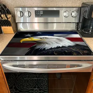1PC heat insulation pad July Fourth Patriotic Bald Eagle Felt Heat Resistant Mat - Non-Slip Washable Dust-Proof Kitchen Decor Pad for Stove, Table, Washer, Fridge, Bathroom & Appliances