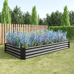 2 Pieces, Raised Garden Bed Outdoor, 8x4x1ft , Metal Raised Rectangle Planter Beds for Plants, Vegetables, and Flowers,outdoor
