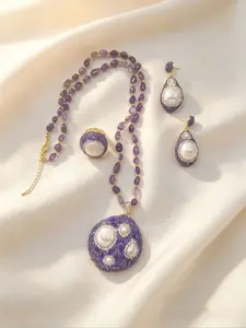 Women's Baroque 3-Piece Jewelry Set, Vintage Vacation Style, Charming Accessories for Special Occasions