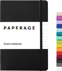 Black Lined Journal Notebook, 160 Pages, Medium 5.7 inches x 8 inches - 100 GSM Thick Paper, Hardcover