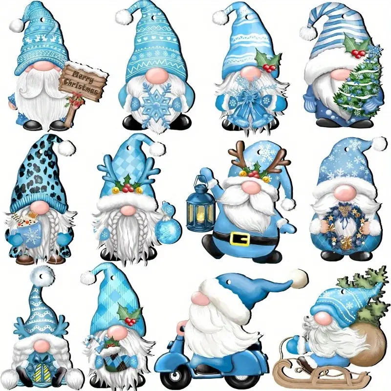 24 Christmas Gnome Wooden Ornaments, Festive Hanging Decorations with Santa Gnome Figurines, Perfect for Holiday Decor and Gift Giving
