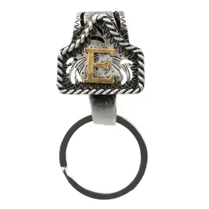 Vintage Western Cowboy Letter Keychain,Handmade Metal Personalized A-Z Initial Key Chain Clip,Personality key holder for Pocket&Bag