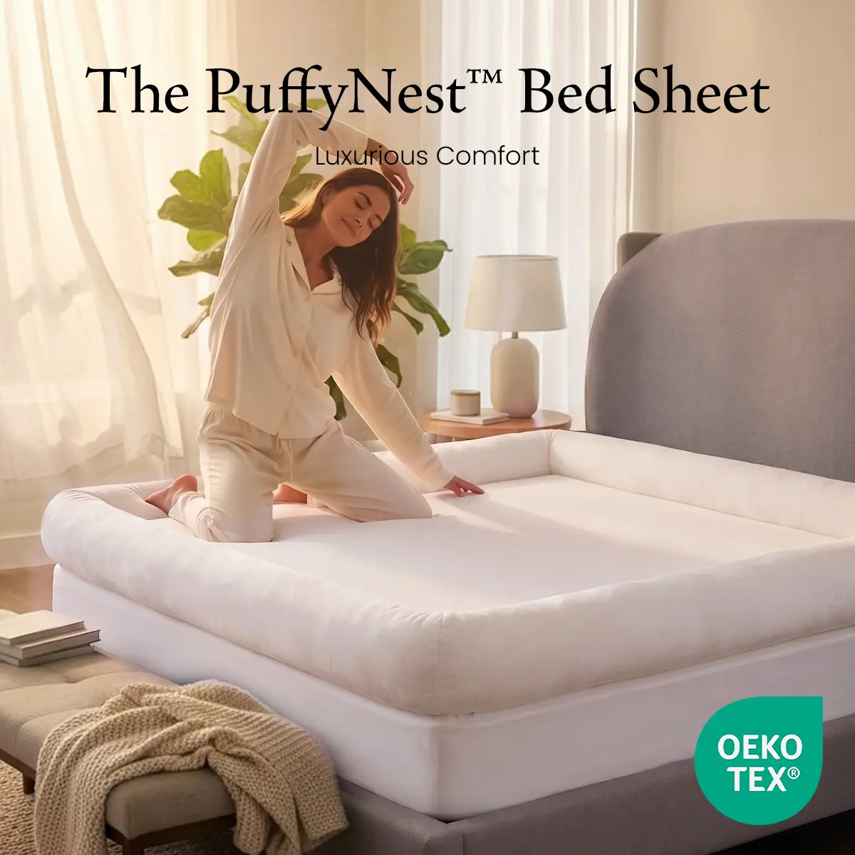 APSMILE PuffyNest Bed Sheet Luxurious Comfort Flip Freely and Sleep Undisturbed Adaptive Pressure Relief Supports Every Sleep Position Premium Soft Fabric Premium Bedding for a Peaceful Night