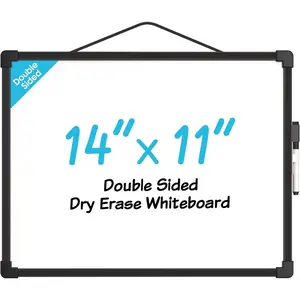 Double-Sided Dry Erase Board, 14"x11" Mini Hanging Whiteboard, Small White Board with a Black Dry Erase Marker, Portable for Students - Planning, Drawing, Memo, , Black Frame