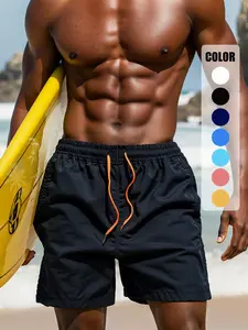 Men's Plus Size Summer Casual Vacation Shorts, Pocketed Mesh Lined Beach Shorts, Solid Swim Shorts, Quick Dry Waterproof Pool Pants, Comfortable Fashion, Swimming Shorts