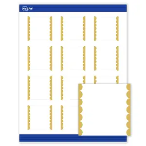 Avery Printable Square Cards, Gold Edge Dots, 2" x 2", Matte White Square Cards, Laser/Inkjet, 120ct, Great for Business Cards