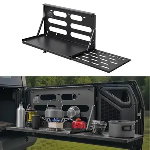 VEVOR Tailgate Table for Jeep Wrangler JL 2019 - Present, Carbon Steel Foldable Molle Panel Drop Down Table, Rear Door Cargo Storage Rack Shelf Luggage Holder Carrier Camping Accessories