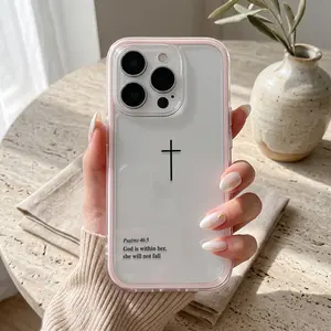 Minimal Unique Cross Design Phone Case for iPhone 13-17 Pro Max Plus Transparent Dual Layer Shockproof Punk Y2K Ideal Gift For Trendy Men Women outdoorfun
