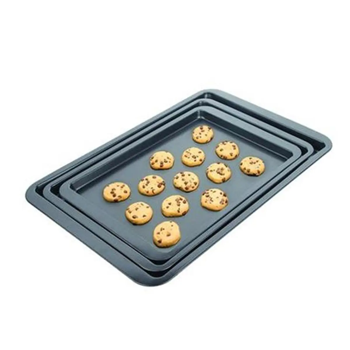 Anti-Stick 3-Piece Gray Bakeware Set - Oven-Safe Baking Sheets, 450°F Heat Resistant, Even Baking Trays for Cookie Baking, Three Pieces