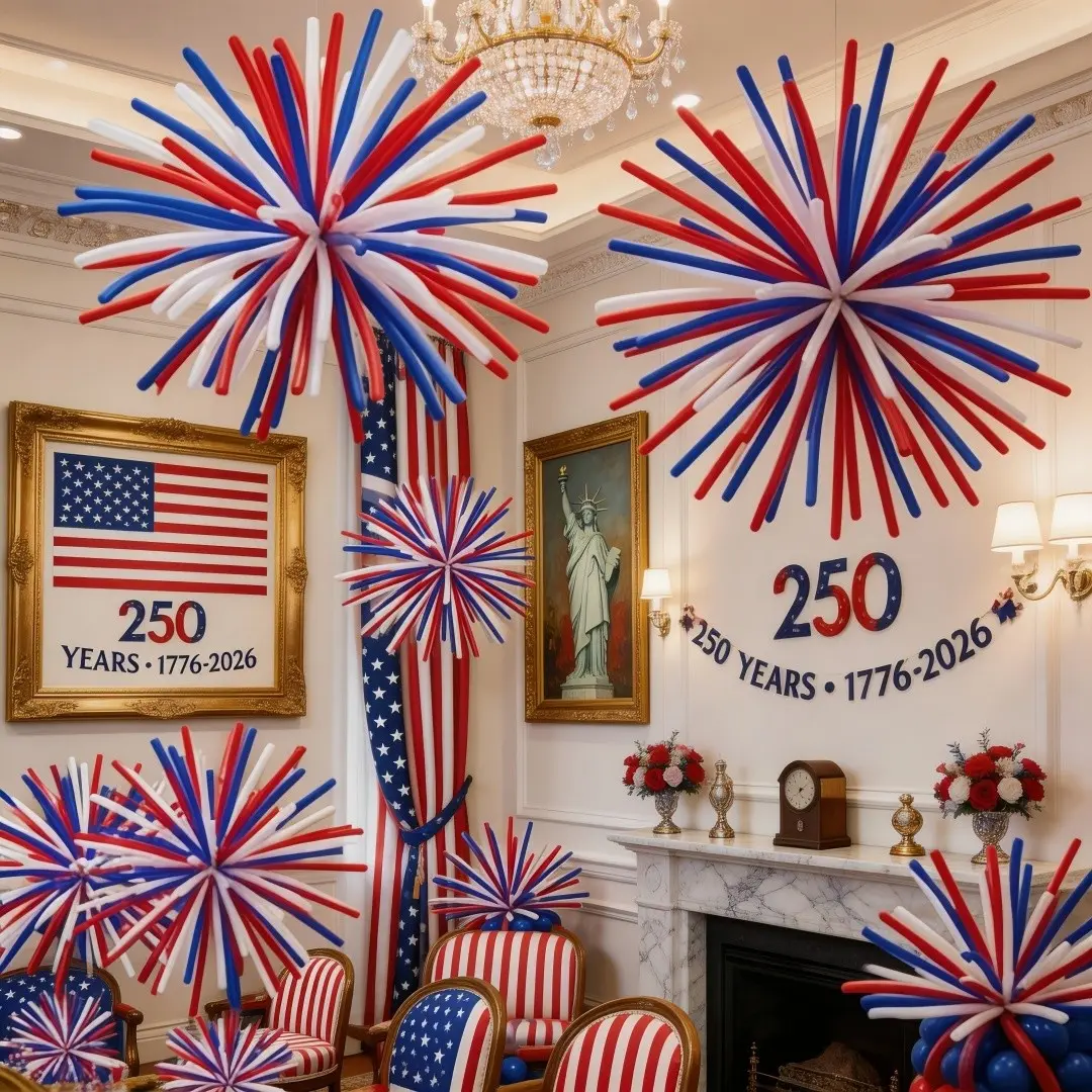 250th Anniversary Usa Balloon Decoration Set, 101 Blue Long Balloons, DIY Fireworks Shape, 4th of July Party Decorations, Balloon Party Supplies
