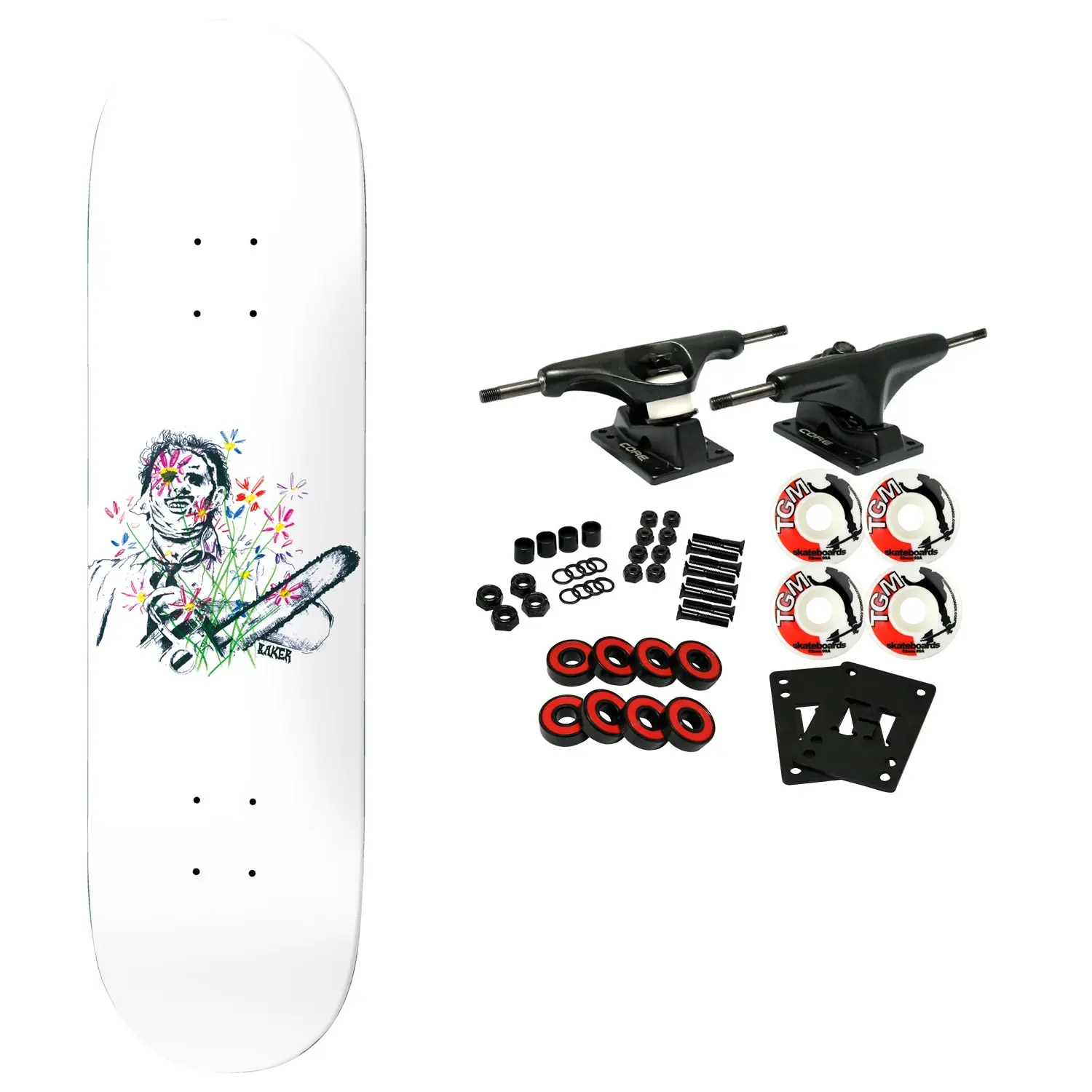 Baker Skateboard Complete Casper Brooker Texas Flowers White 8.5" x 32"
