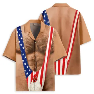 Funny Costume Hawaiian Shirt for Men Women, 3D Printing Hairy Chest Graphic Button Shirt, Novelty Gag Gift Shirt for Men Women, Party Outfit