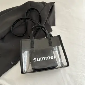 Fashionable and Transparent Jelly Beach Tote Bag with Large Capacity, Ideal for Mothers, One-Shoulder Tote Bag