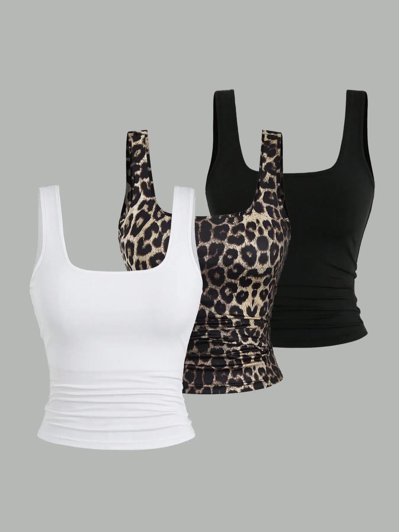 Plus Size Women's Camisole Set, 3-Piece Sleeveless Knit Fitted Top, Bodycon Tank Top, Casual Summer Wear, Comfortable, Soft, Breathable & Stylish Design, Perfect for Daily Use, Outfit, Casual Style Camisole