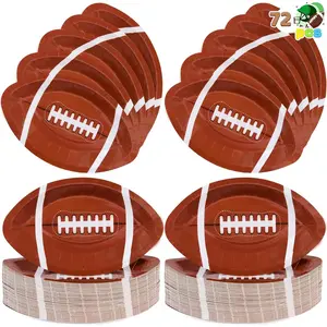 72 Pcs 10" Football Paper Plates, Disposable Football-Shaped Party Dessert Plate, Football Trays Platter Tableware for Football Game Day, Sports Event Party Supplies