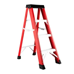 DONEXT Fiberglass Ladder Single-Sided Stepladder 5.4 Feet Non-Conductive Safety Non-Slip Rubber Feet 500-Pound Load Capacity for Electrical Engineering & Construction