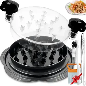 Chicken Shredder Tool Twist Large, Multifunctional Chicken Breast Shredder with Brush&Food Tong&Onion Holder for Slicing, BPA Free, Meat Shredder for Chicken Breast, Pork and Vegetable (Black)