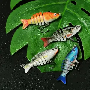 Artificial Fishing Lures, 4 Counts Mini Multi-sectionfishing Lure with Hook, Fake Fishing Bait, Multi Jointed Swimbait Lifelike Hard Bait Lure, Outdoor Fishing Equipment, Fishing Set Equipment for Men, Suitable for Beginners, Fishing Lures Kit