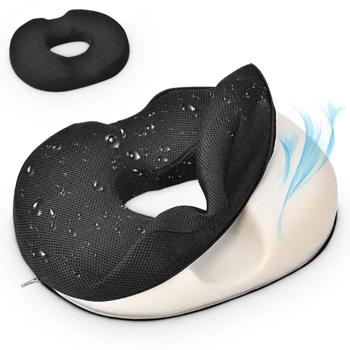 CARRYDEL Donut Pillow Seat Cushion for Tailbone Pain Relief and Hemorrhoid Pillow, Donut Chair Cushion for Postpartum Pregnancy, Black Memory Foam Seat Cushion for Home, Car, and Office Chairs.