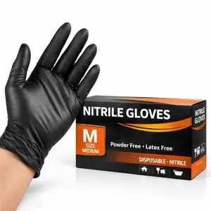 Black Disposable Nitrile Gloves, 4.63 Mil, Good Tactility, Powder-Free - Feels Like Wearing Latex, Suitable for Tattooing, Hair Styling, Handicrafts, Pet Care, Dishwashing, Daily House Cleaning, Practical Daily Necessities, Top Choice for Festival Gi